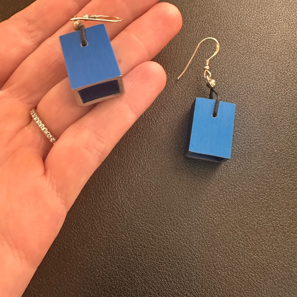 Blue Rectangular Earrings - image 2